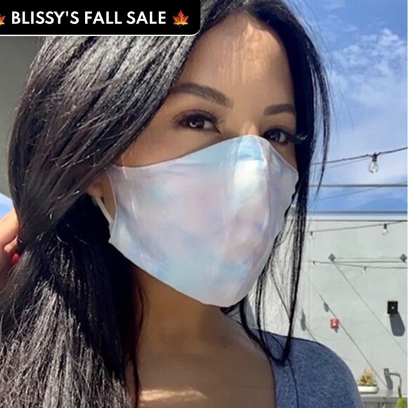 blissy 100% mulberry silk pastel tie dye face mask - Picture 1 of 3